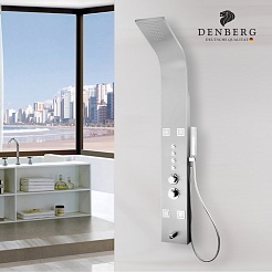 Denberg Душевая панель LT-201 с термостатом нержавеющая сталь – фотография-4